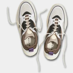 Femme Eytys Baskets en Cuir Sidney blanc/marron