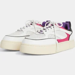 New Eytys Baskets en Cuir Sidney blanc/rose