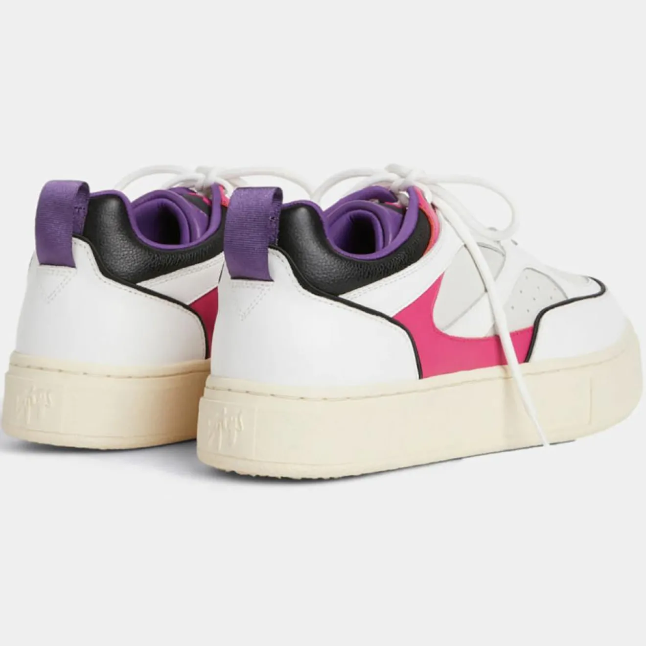 New Eytys Baskets en Cuir Sidney blanc/rose