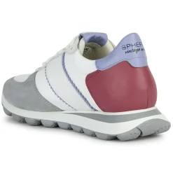 Femme Geox Baskets en Cuir Spherica blanc/cyclamen