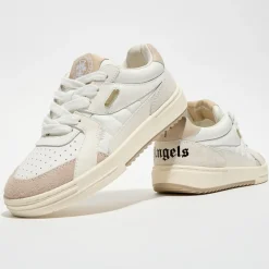 Clearance Palm Angels Baskets en Cuir University blanc/beige