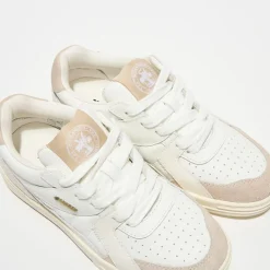 Clearance Palm Angels Baskets en Cuir University blanc/beige