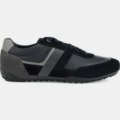 Homme Geox Baskets en Cuir Wells bleu/gris