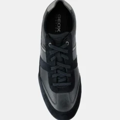 Homme Geox Baskets en Cuir Wells bleu/gris