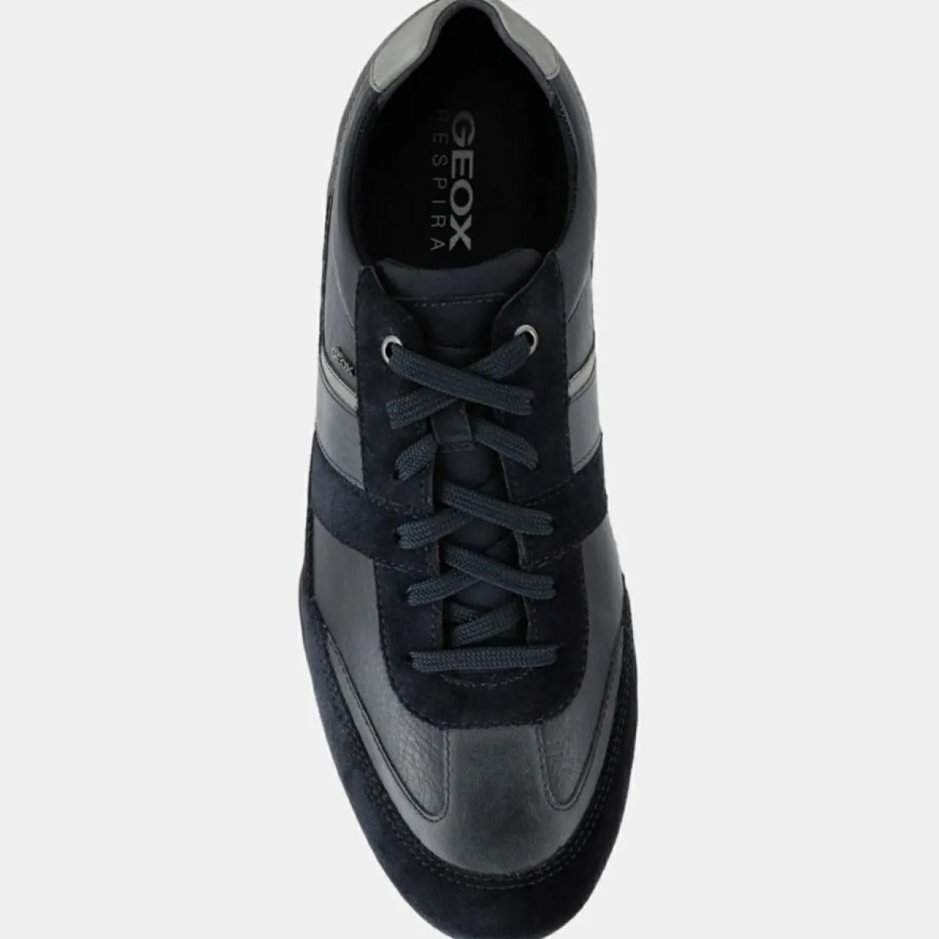 Homme Geox Baskets en Cuir Wells bleu/gris