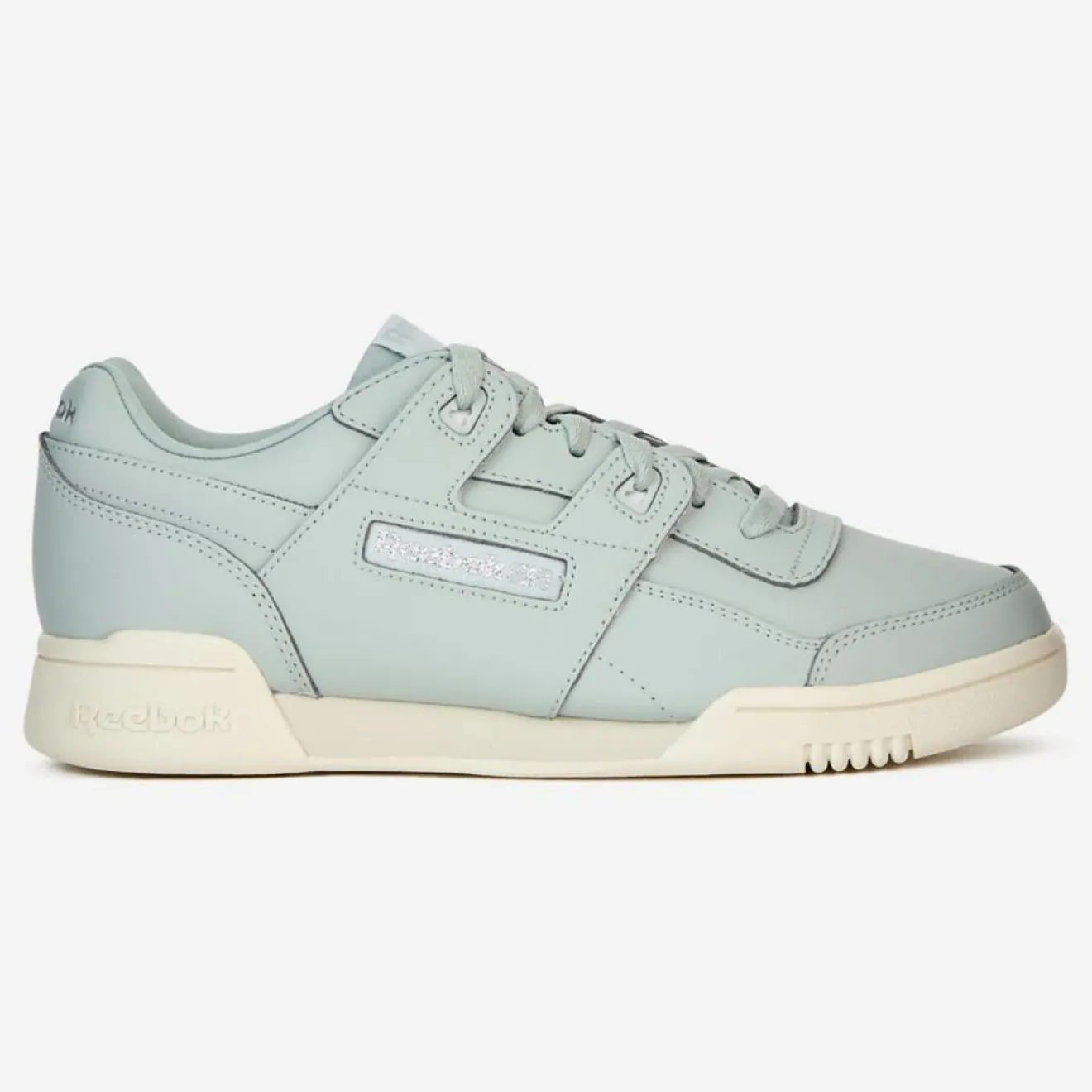 Femme Reebok Baskets en Cuir Workout Logo céladon bleues