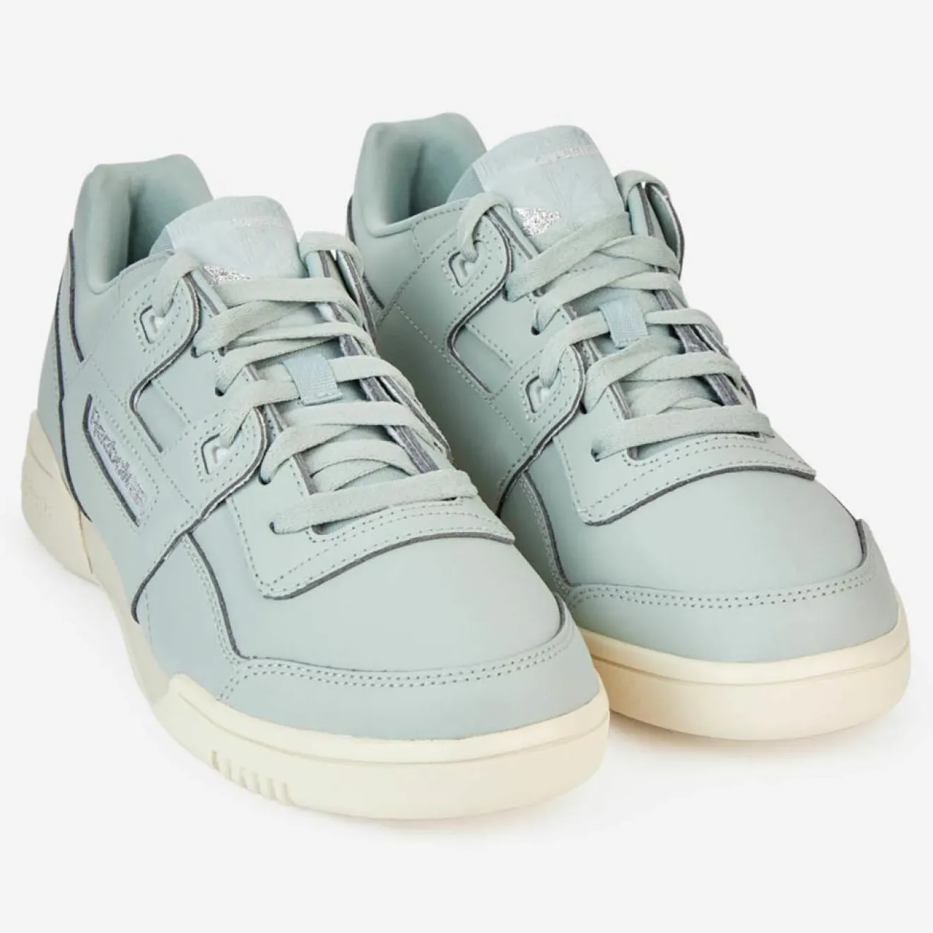 Femme Reebok Baskets en Cuir Workout Logo céladon bleues