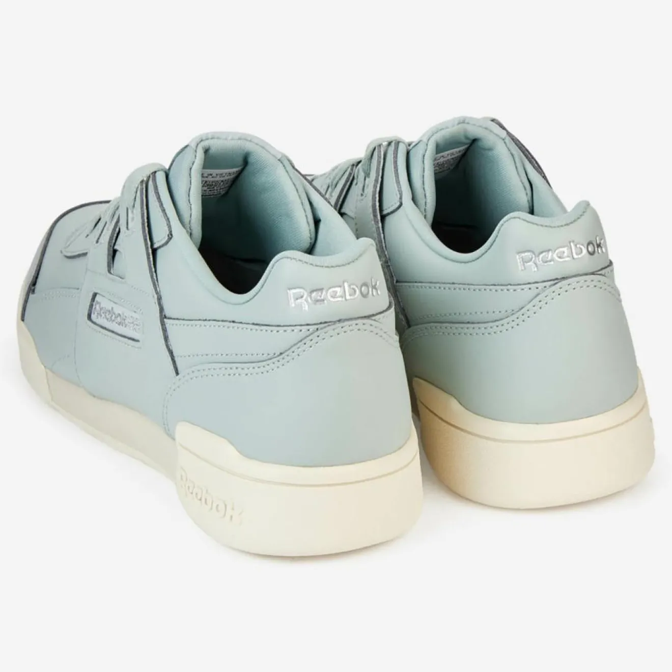Femme Reebok Baskets en Cuir Workout Logo céladon bleues