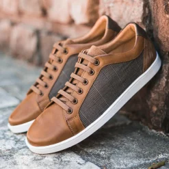 Sale Bocage Baskets en Toile et Cuir Kizito cognac