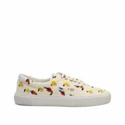 Homme Saint Laurent Baskets en toile imprimée blanches