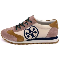 Femme Tory Burch Baskets en Velours de Cuir & Toile Annie crème/camel/rose