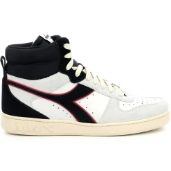 Homme Diadora Baskets en Velours de Cuir Magic B blanc/noir