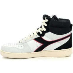 Homme Diadora Baskets en Velours de Cuir Magic B blanc/noir