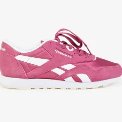 Femme Reebok Baskets en Velours de Cuir & Mesh Cl Nylon Cn4018 rose foncé