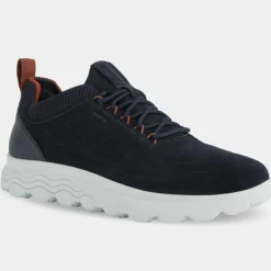 Homme Geox Baskets en Velours de Cuir Spherica bleu marine