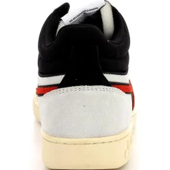 Homme Diadora Baskets en Velours de Cuir Magic B blanc/noir/rouge