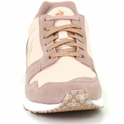 Femme Le Coq Sportif Baskets en Velours de Cuir & Mesh Jazy W Boutique rose moyen/crème
