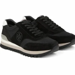 Best Tory Burch Baskets en Velours de Cuir Sawtooth noir/gris/blanc