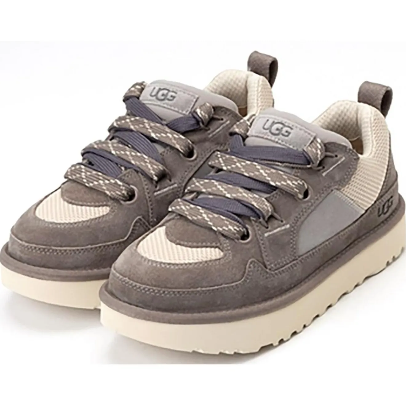 Homme Ugg Baskets en Velours de Cuir Lo Lowmel grises