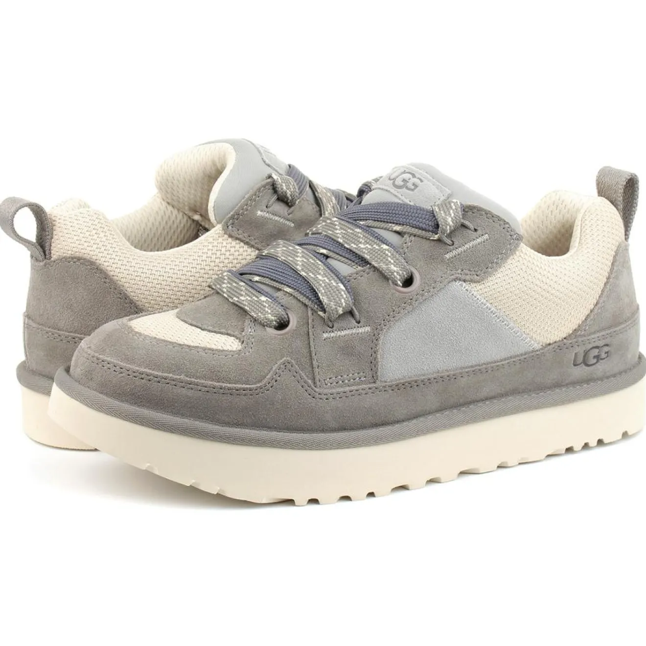 Homme Ugg Baskets en Velours de Cuir Lo Lowmel grises