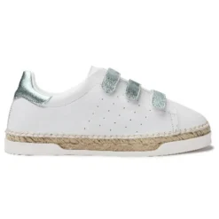 Femme Canal Saint Martin Baskets espadrilles en Cuir Lancry Scratch blanc/bleu