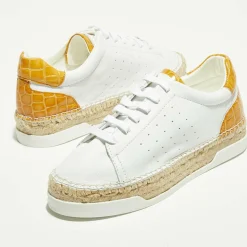Femme Canal Saint Martin Baskets espadrilles en Cuir Lancry blanc/jaune