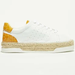 Femme Canal Saint Martin Baskets espadrilles en Cuir Lancry blanc/jaune