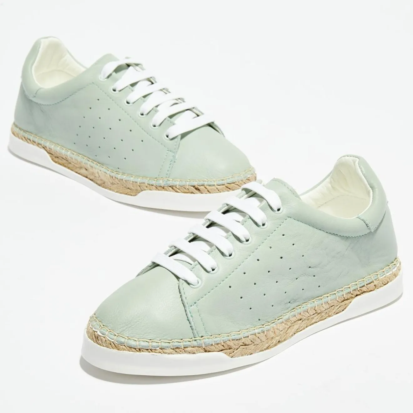 New Canal Saint Martin Baskets espadrilles en Cuir Lancry vertes