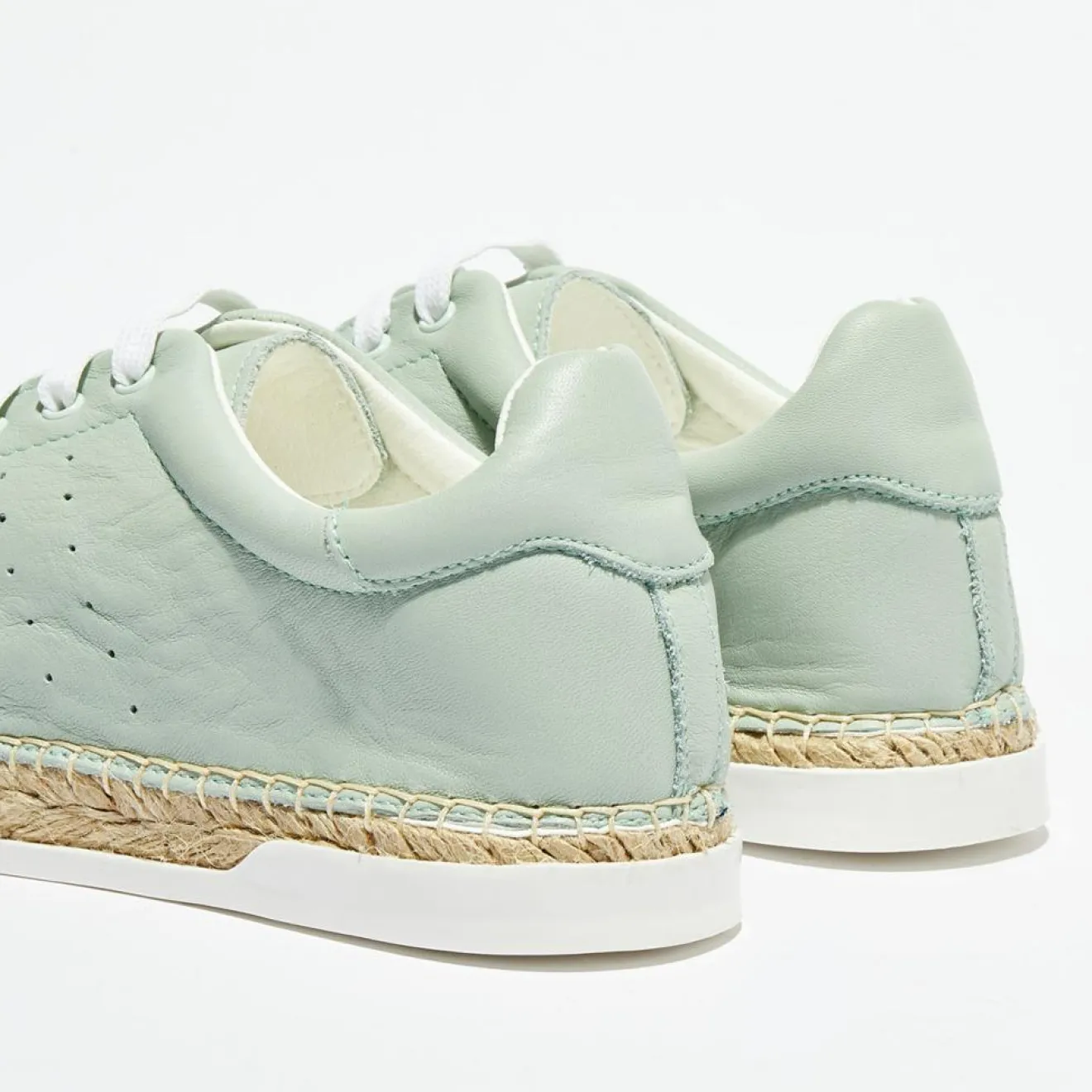 New Canal Saint Martin Baskets espadrilles en Cuir Lancry vertes