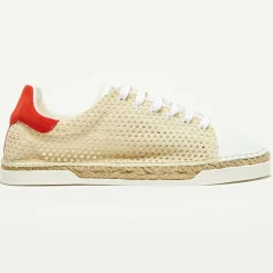 Femme Canal Saint Martin Baskets espadrilles en Cuir & Toile Lancry Beach beiges
