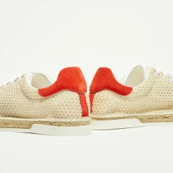 Femme Canal Saint Martin Baskets espadrilles en Cuir & Toile Lancry Beach beiges