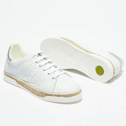 Femme Canal Saint Martin Baskets espadrilles en Cuir Lancry blanc/argenté