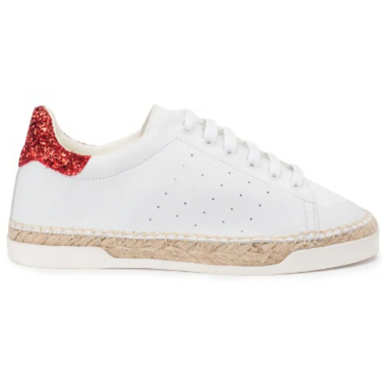 Femme Canal Saint Martin Baskets espadrilles en Cuir Lancry Glitter blanc/rouge