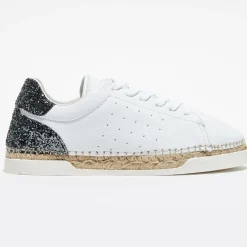 Femme Canal Saint Martin Baskets espadrilles en Cuir Lancry glitter blanc/vert