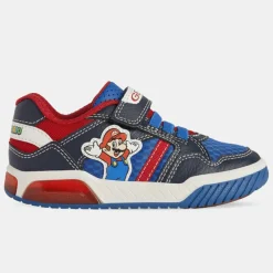 Enfant Geox Baskets Inek Mario x Super Mario à scratchs bleu/rouge