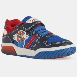 Enfant Geox Baskets Inek Mario x Super Mario à scratchs bleu/rouge