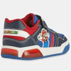 Enfant Geox Baskets Inek Mario x Super Mario à scratchs bleu/rouge