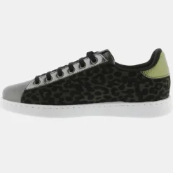 Femme Victoria Baskets Olza imprimé serpent métallisé argenté/kaki