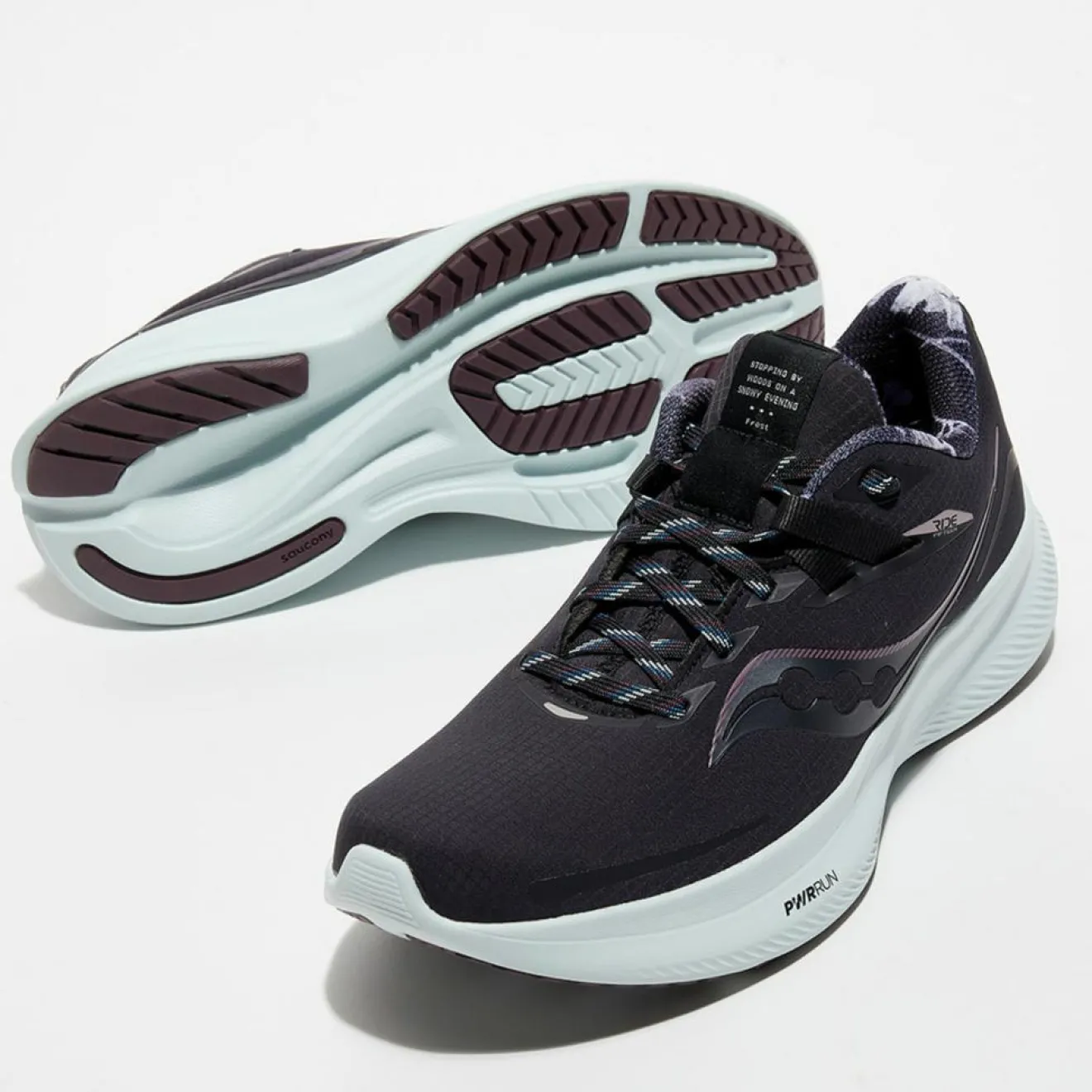 Femme Saucony Baskets Ride 15 Runshield noir/bleu