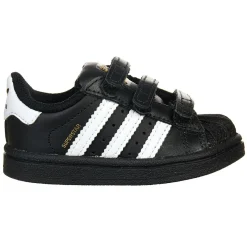 Enfant Adidas Baskets Superstar en Cuir à scratch noir/blanc