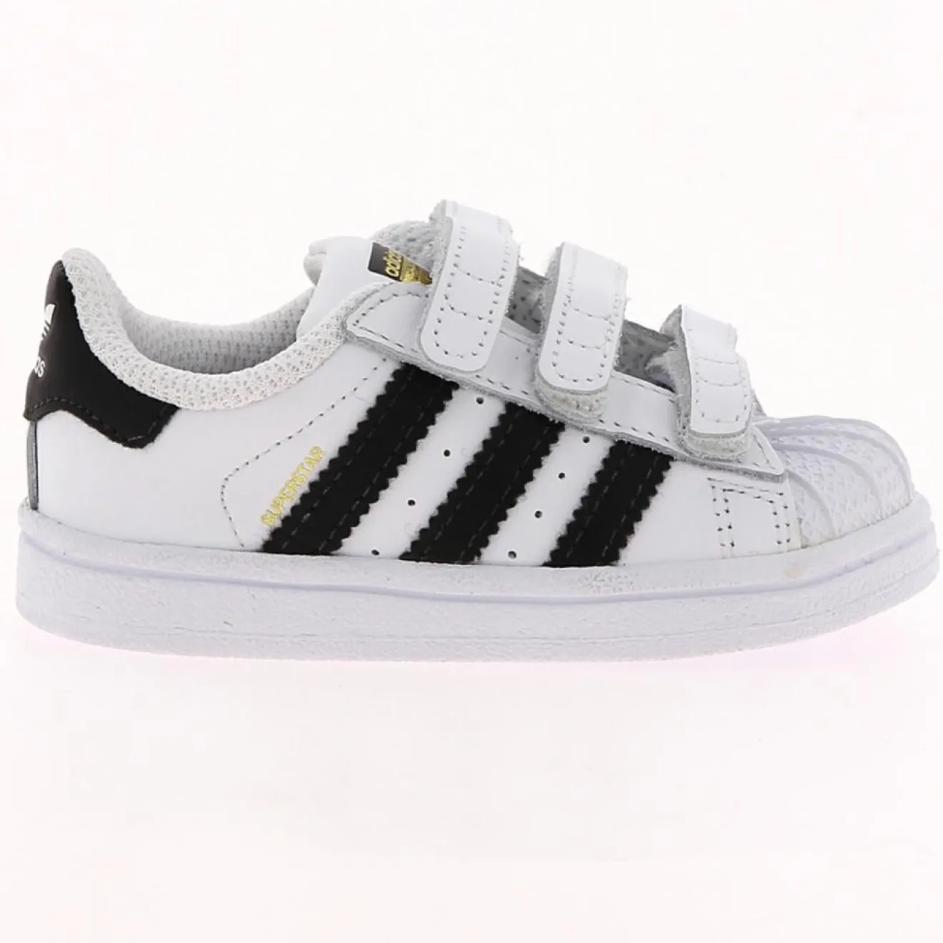 Adidas Baskets Superstar en Cuir à scratch blanc/noir