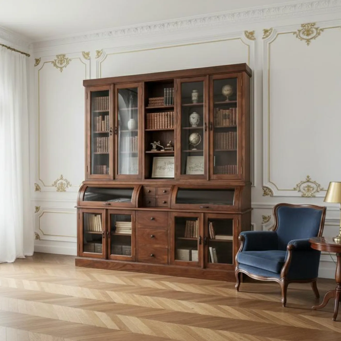 Online Bois & Chiffons Bibliothèque 2 corps grand modèle Acacia Cara Marron - 209x52x232 cm