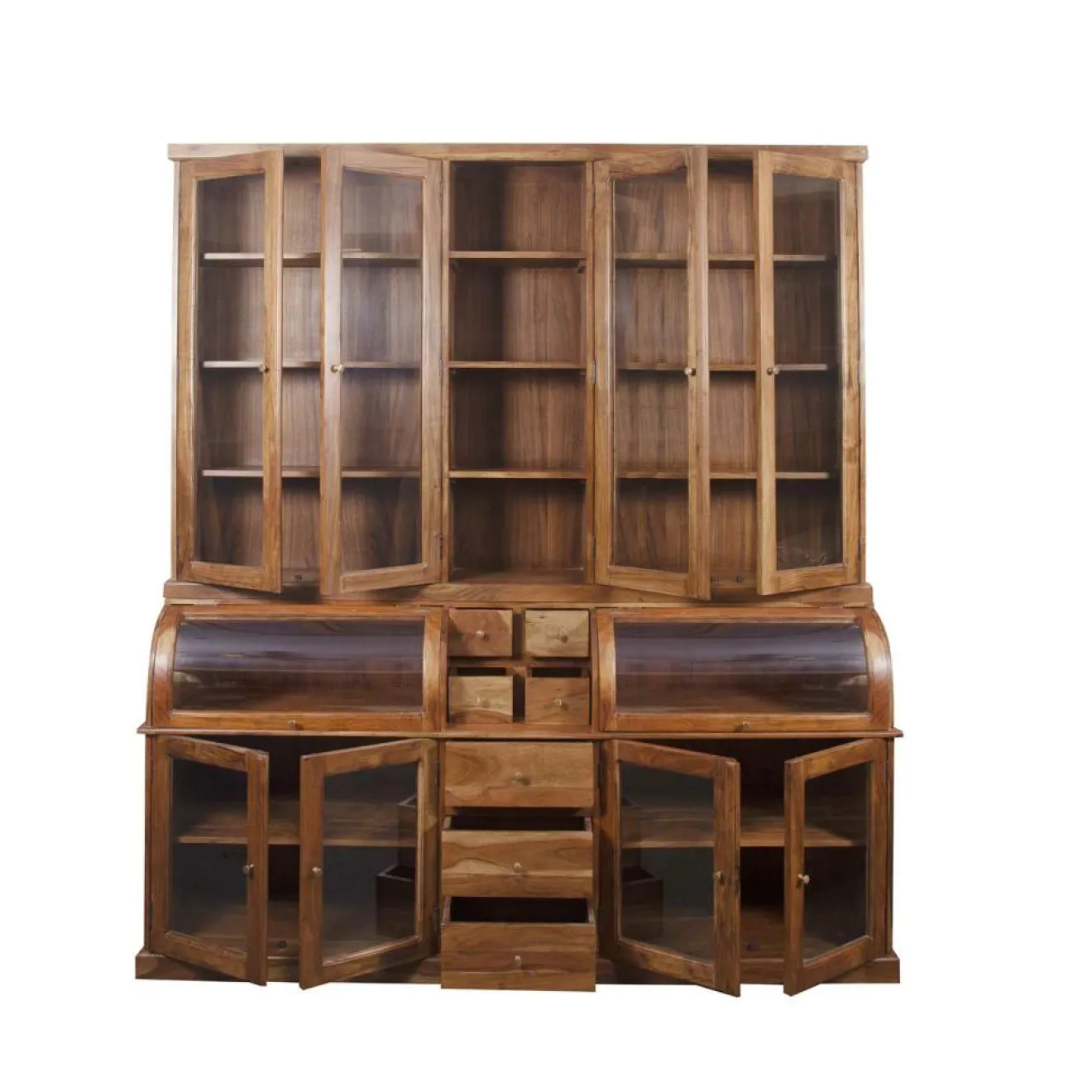 Online Bois & Chiffons Bibliothèque 2 corps grand modèle Acacia Cara Marron - 209x52x232 cm