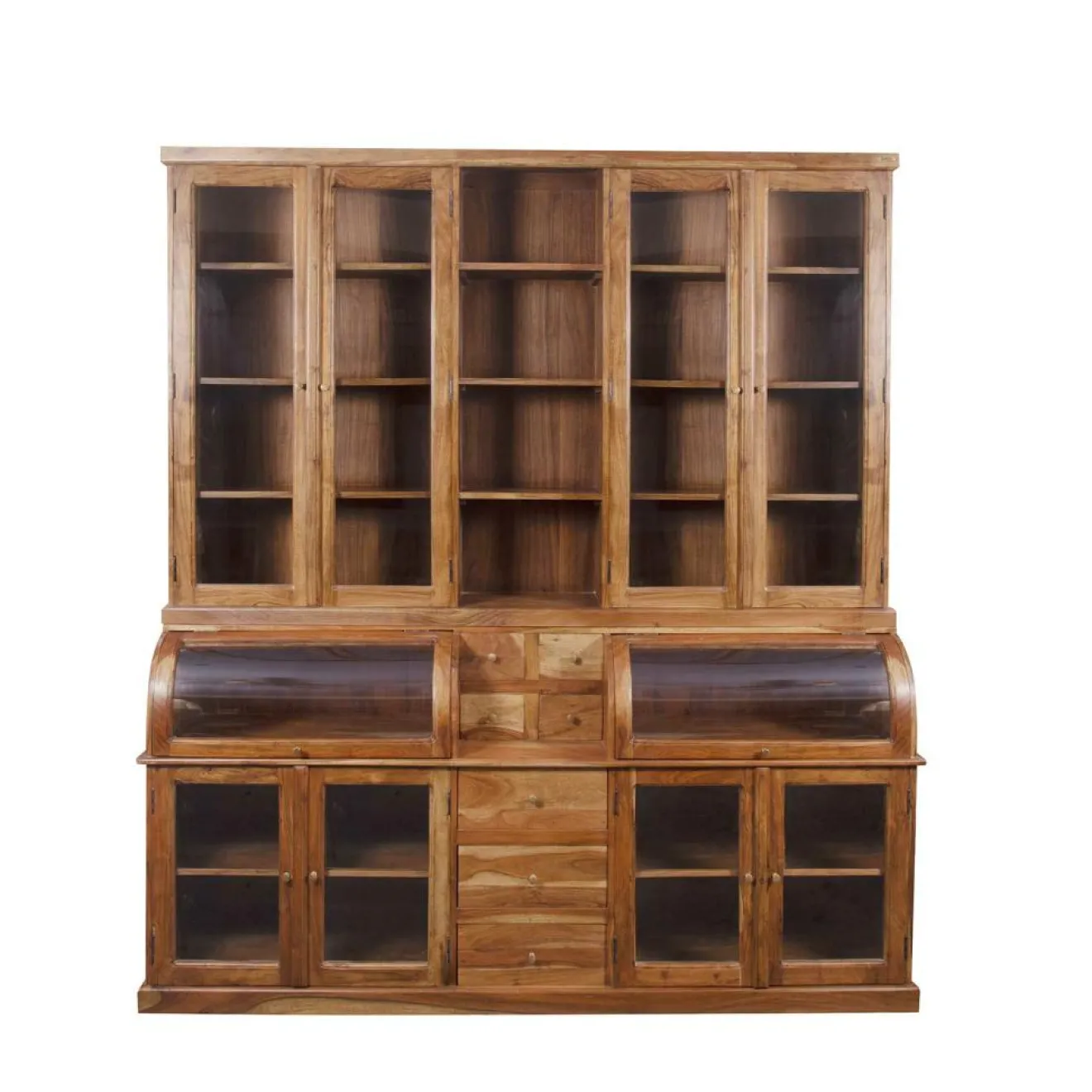 Online Bois & Chiffons Bibliothèque 2 corps grand modèle Acacia Cara Marron - 209x52x232 cm