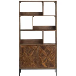 Bois & Chiffons Bibliothèque 2 portes 6 niches manguier kama marron - 90x40x180 cm