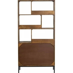 Bois & Chiffons Bibliothèque 2 portes 6 niches manguier kama marron - 90x40x180 cm