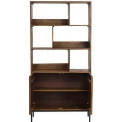 Bois & Chiffons Bibliothèque 2 portes 6 niches manguier kama marron - 90x40x180 cm