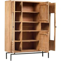 Online Bois & Chiffons Bibliothèque 4 portes manguier sculpture naturel - 12x40x155 cm