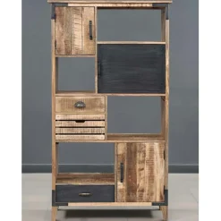 Discount Bois & Chiffons Bibliothèque à tiroirs manguier farm brun/miel - 95x40x170 cm