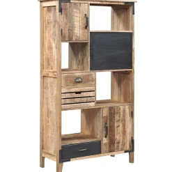 Discount Bois & Chiffons Bibliothèque à tiroirs manguier farm brun/miel - 95x40x170 cm